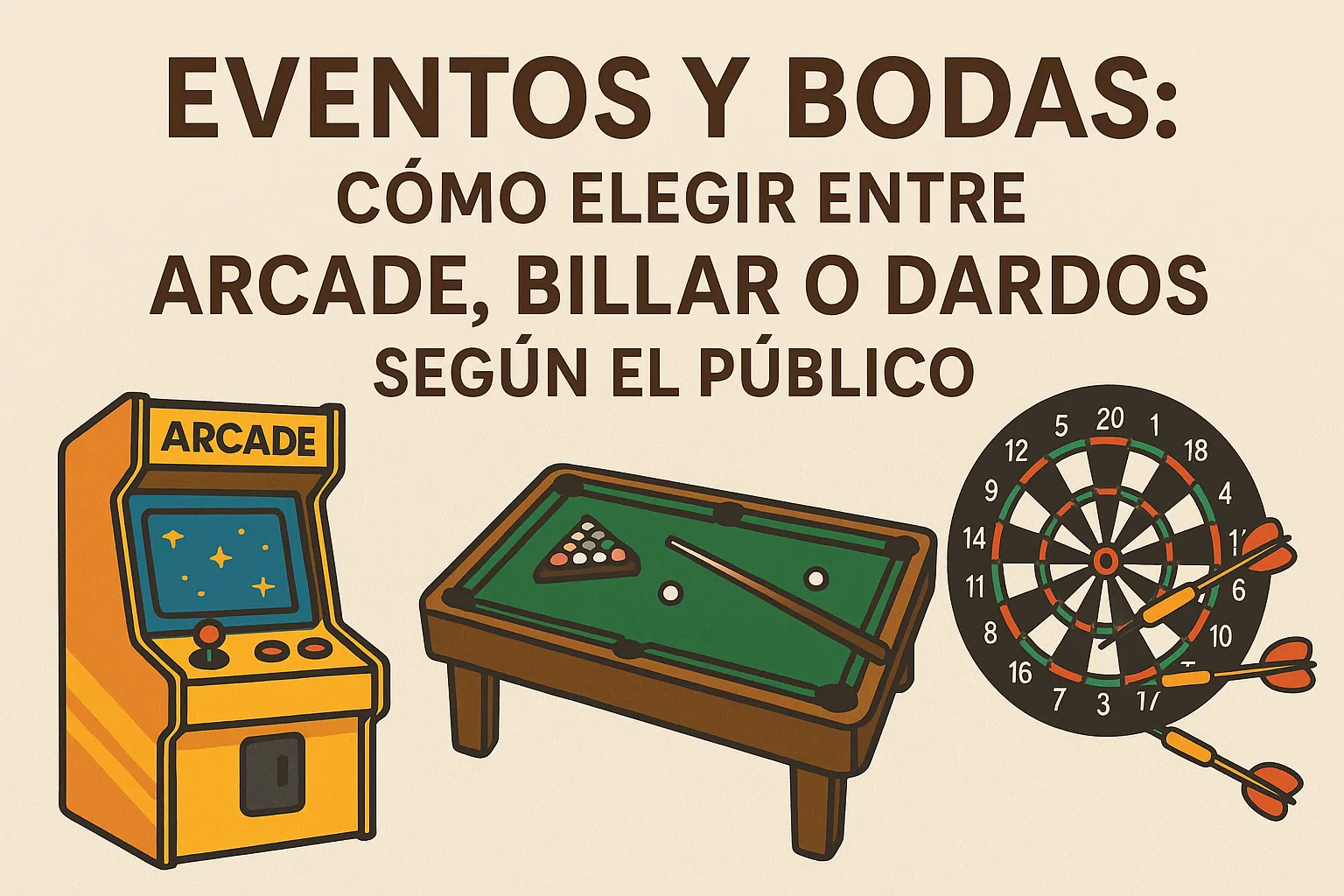 Eventos y bodas: cómo elegir entre arcade; billar o dardos según el público