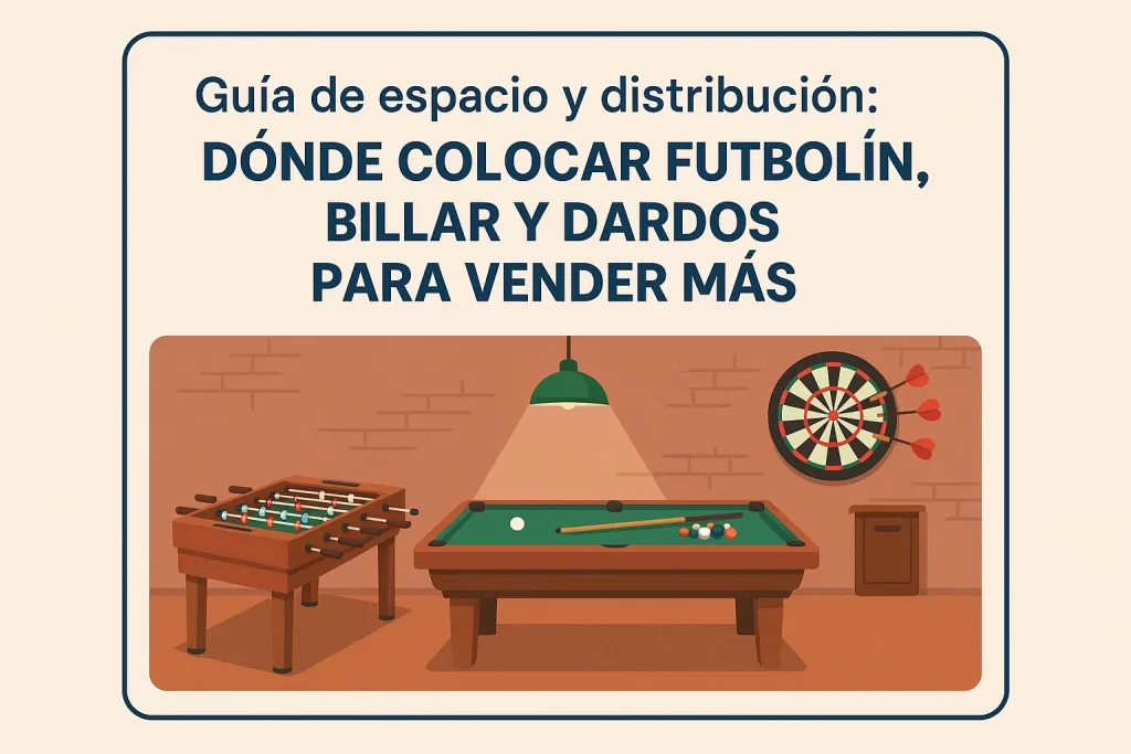Guía de espacio y distribución: dónde colocar futbolín; billar y dardos para vender más