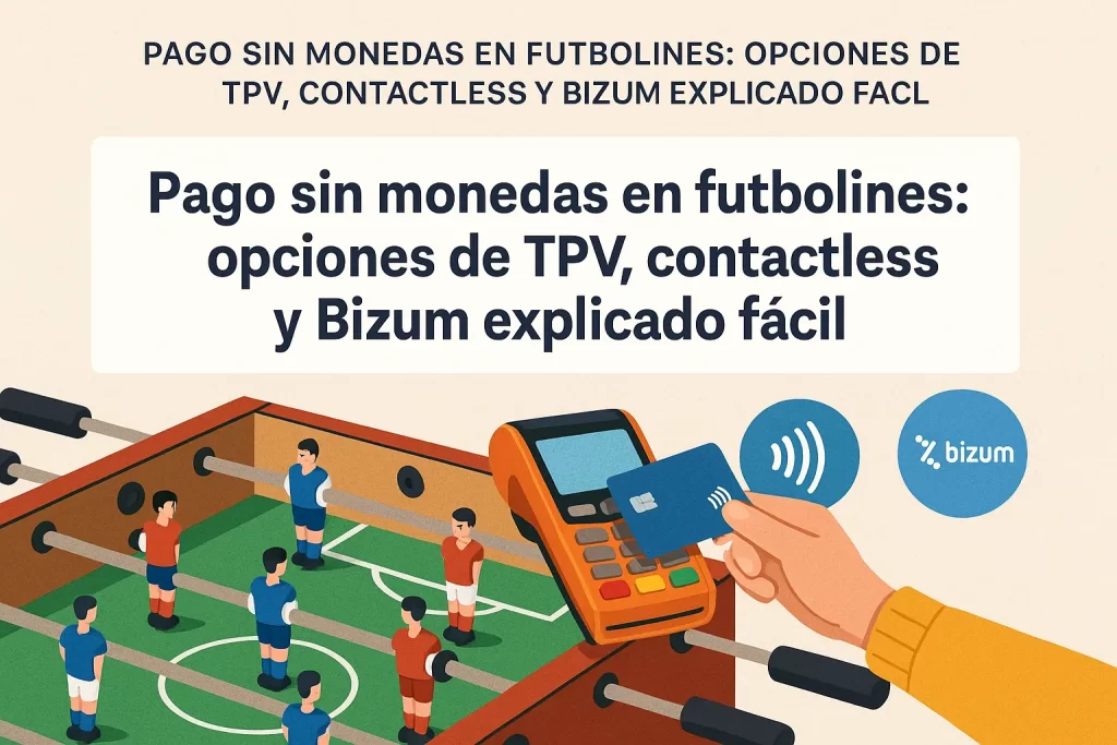 Pago sin monedas en futbolines: opciones de TPV; contactless y Bizum explicado fácil